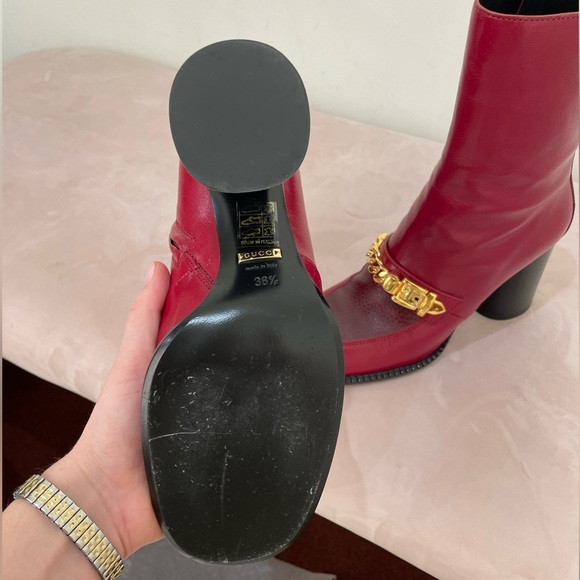 Gucci Austin Calf Leather Boot in Cherry Red - Picture 7 of 10